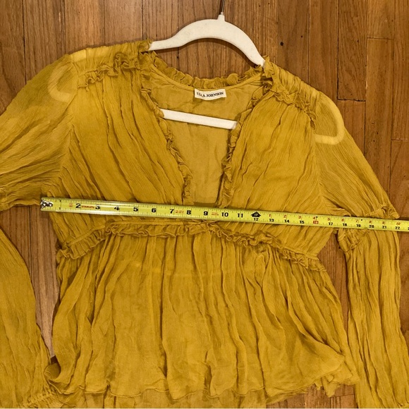 Ulla Johnson Silva Blouse Honey V-Neck Top Fall 100% Silk *Flawed* - Picture 10 of 12